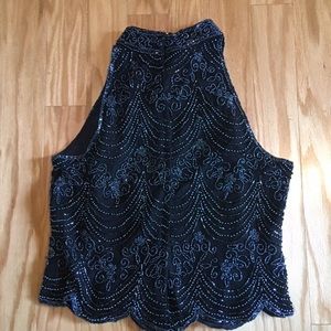 Beautiful intricate beaded top (no label)